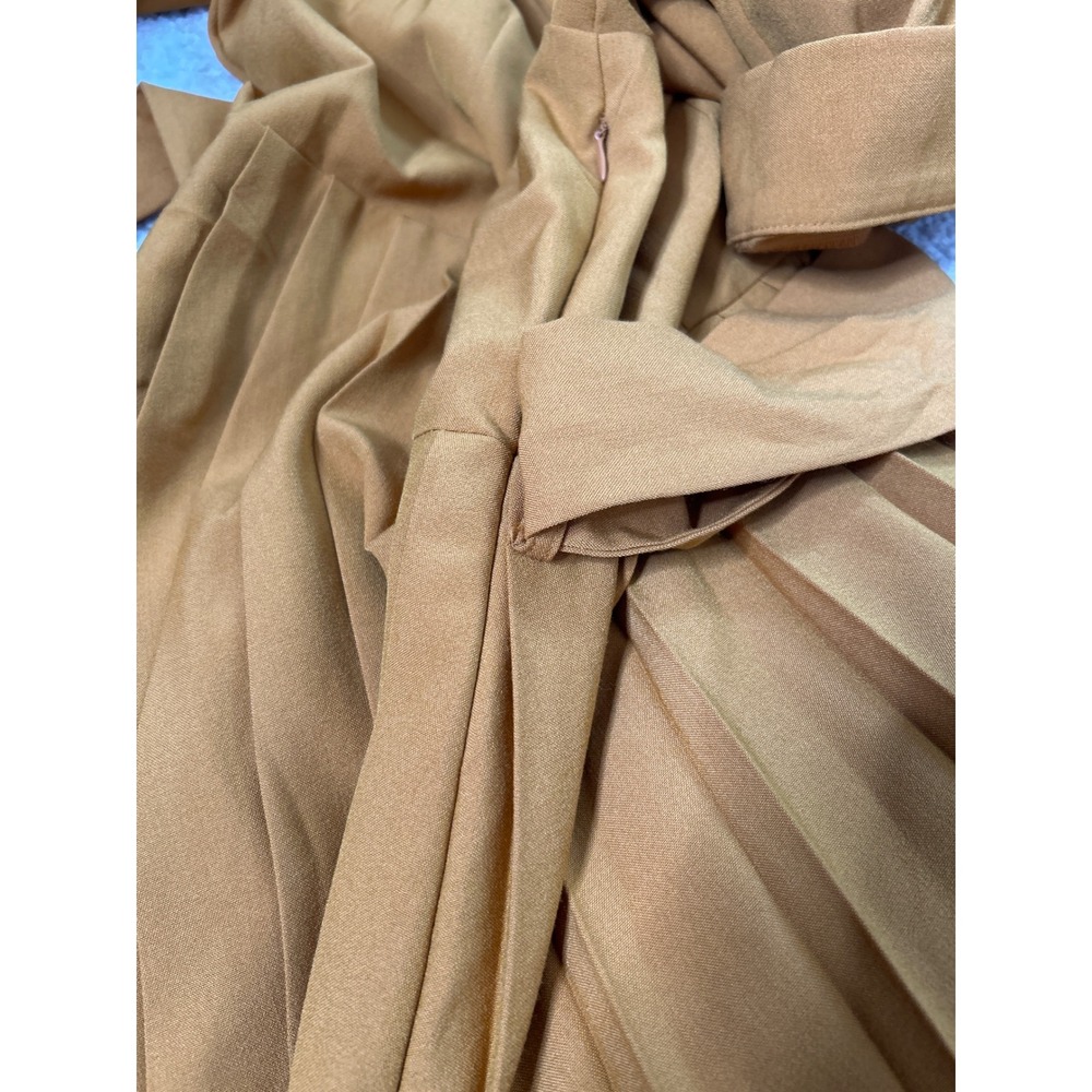 Nanette Lepore Pleated Midi Shirt Dress Size 16 3/4 Roll Tab Sleeves Fall Office - Picture 11 of 11